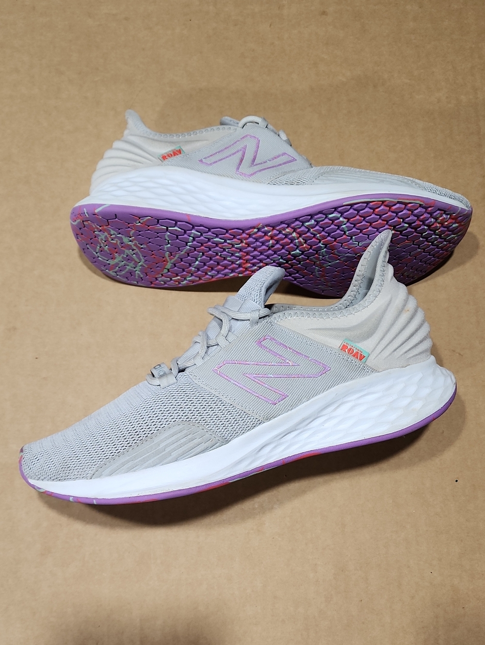 New Balance Women's Light Gray and Purple Running Shoes